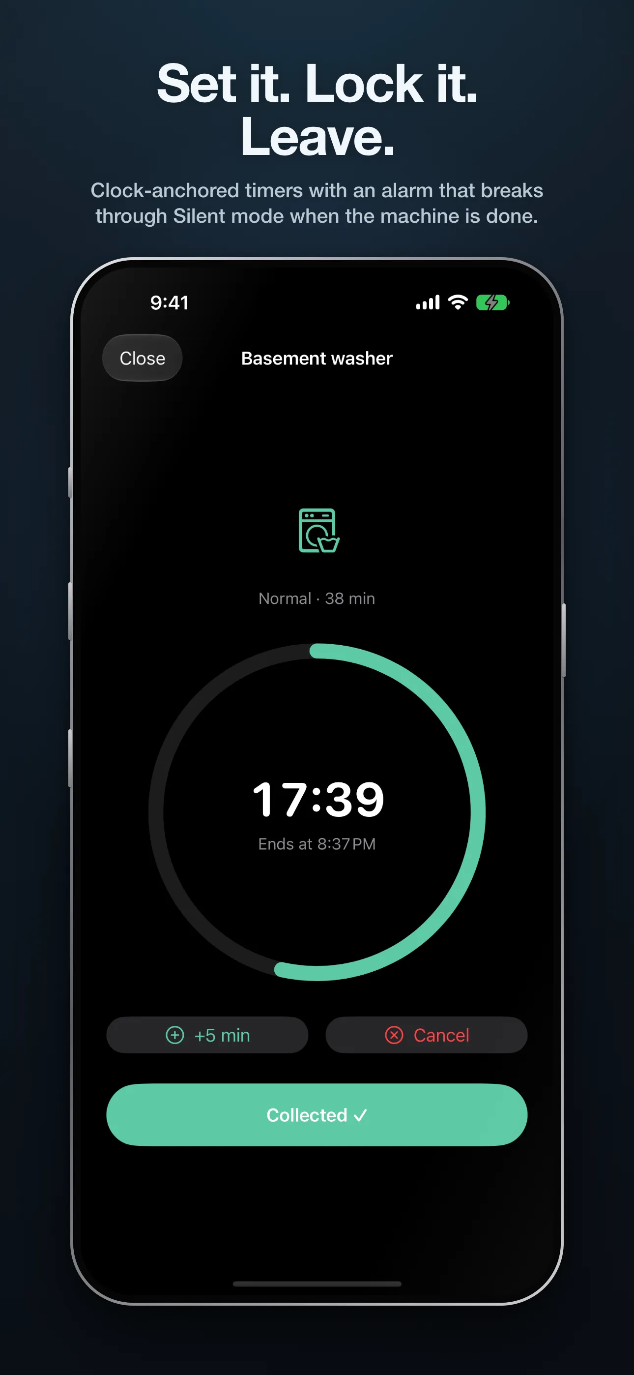A running cycle with its done alarm armed