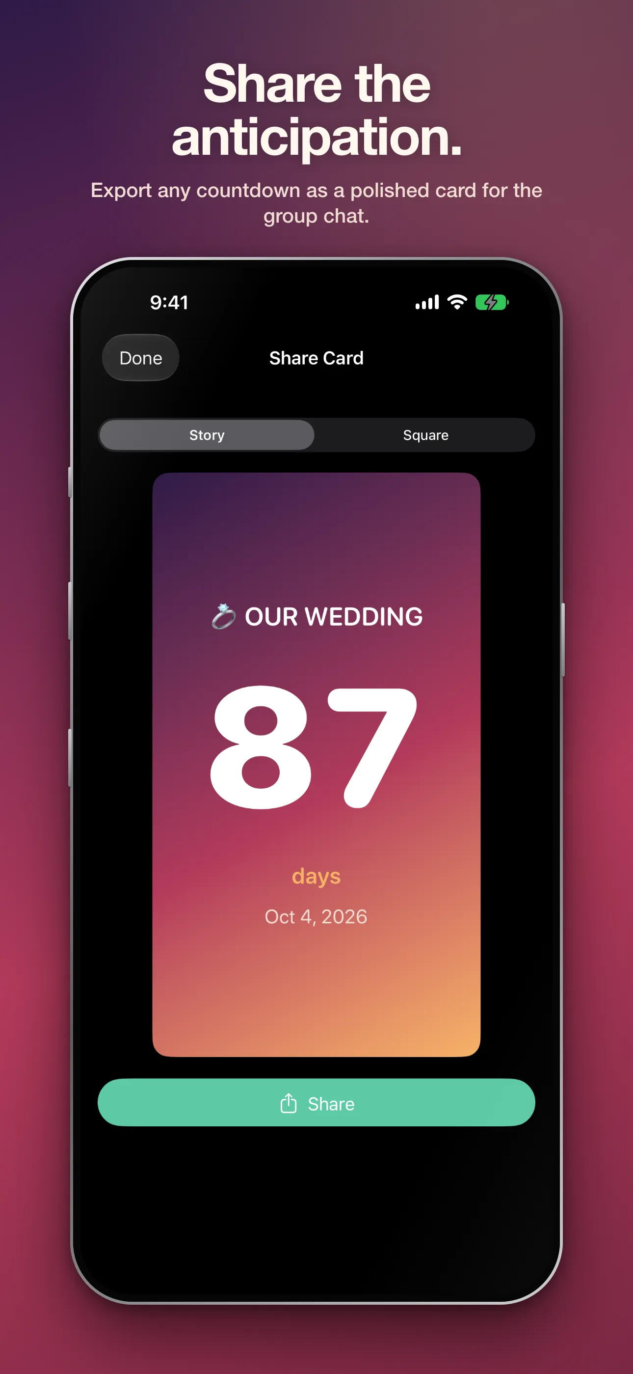 A share card exported from a countdown